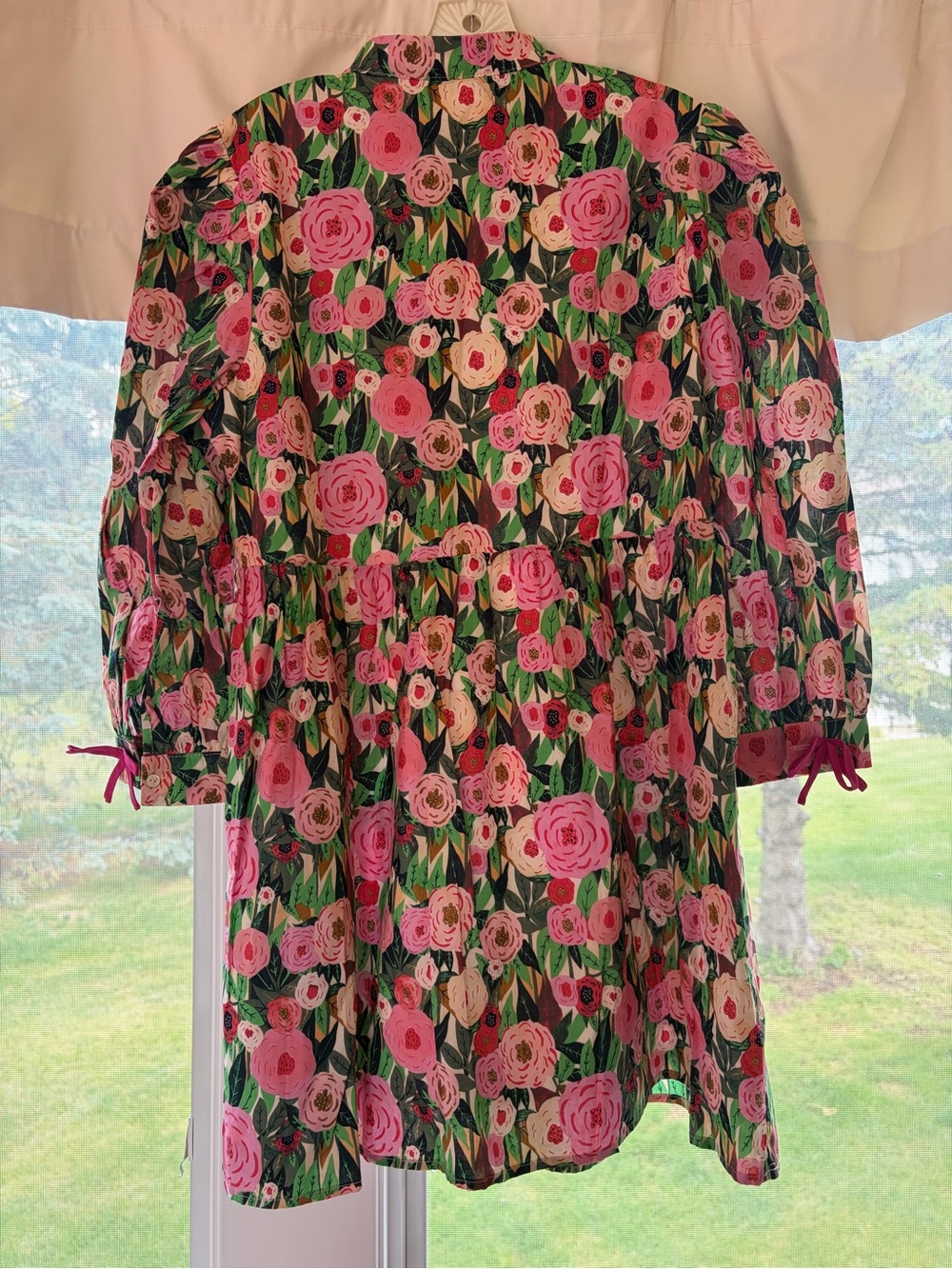 Shop the Mint | Floral Pink & Green Tie-Front Dress - Picture 5 of 10